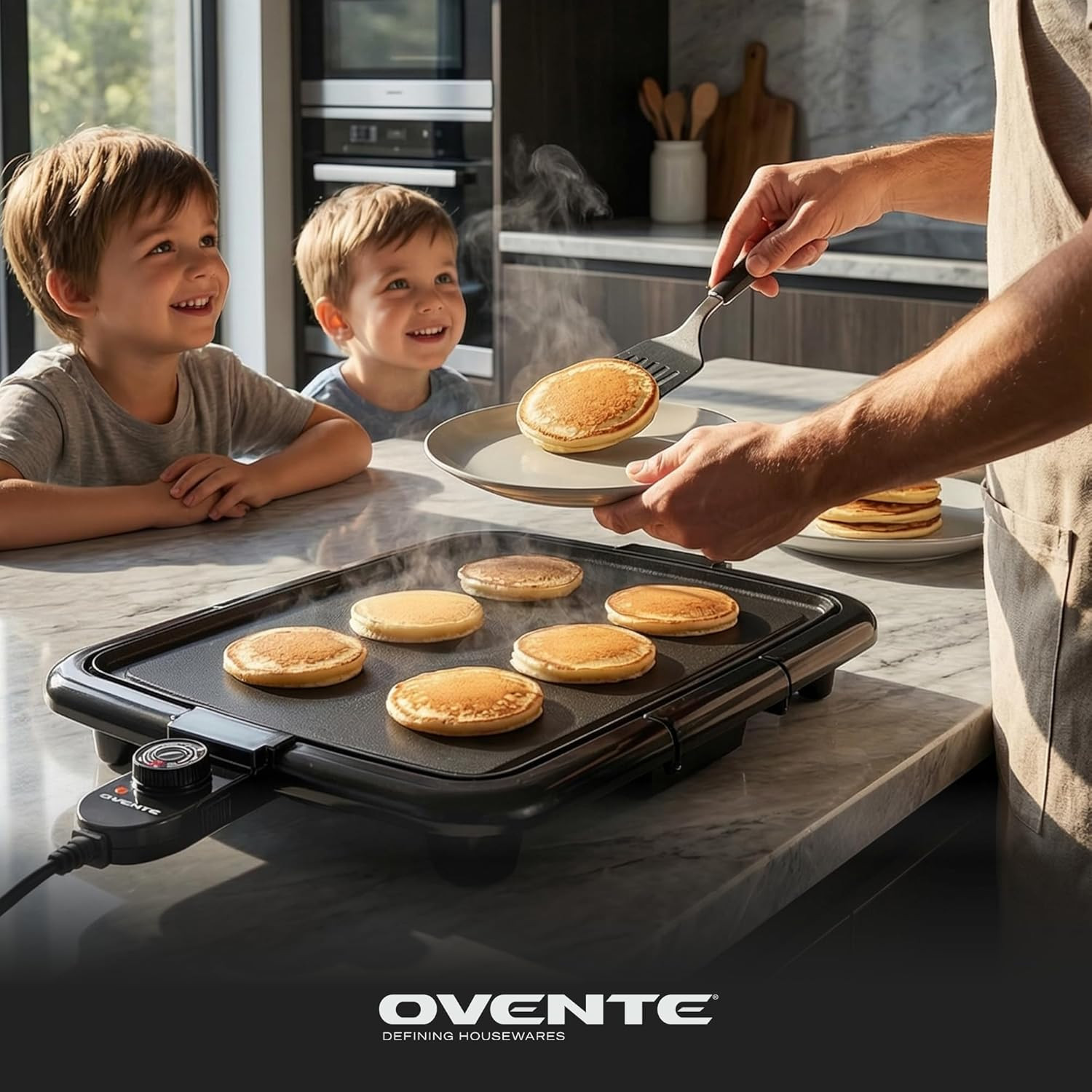 Electric Griddle with 16 X 10 Inch Flat Non-Stick Cooking Surface, Removable and