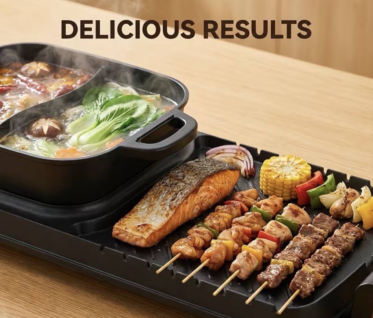 Bosch HMT72M450 Indoor Electric Grill Dual Cooking Zones Non-Stick Hot Pot Black