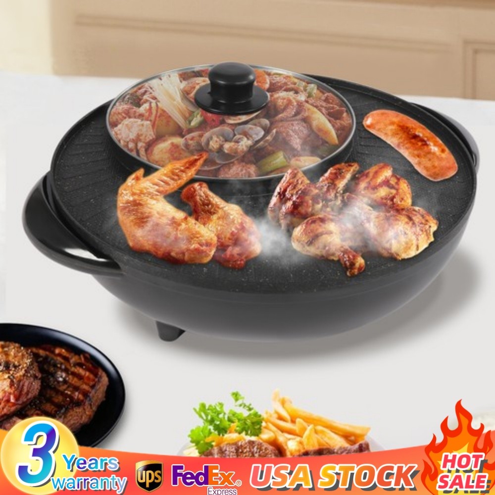 Circular Edition Hotpot Grill Combo Indoor BBQ Parties Electric Hot Pot Black