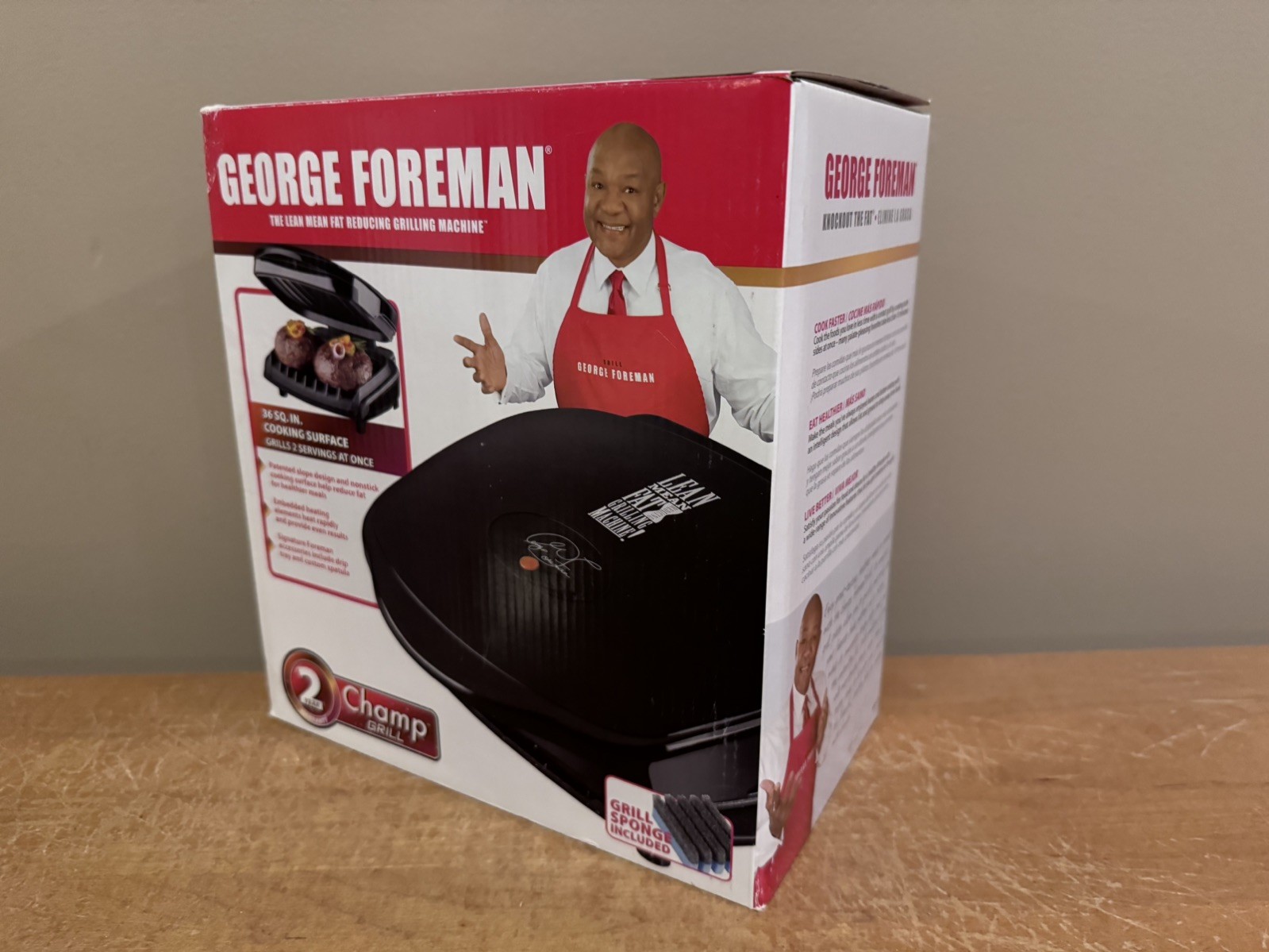 George Foreman Champ Grill: Model GR0036B, Small Grill, Black (New)