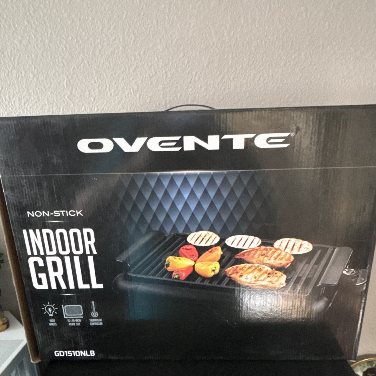 OVENTE GD1510NLB Non-Stick Indoor Electric Grill 1200W Temp Control Black