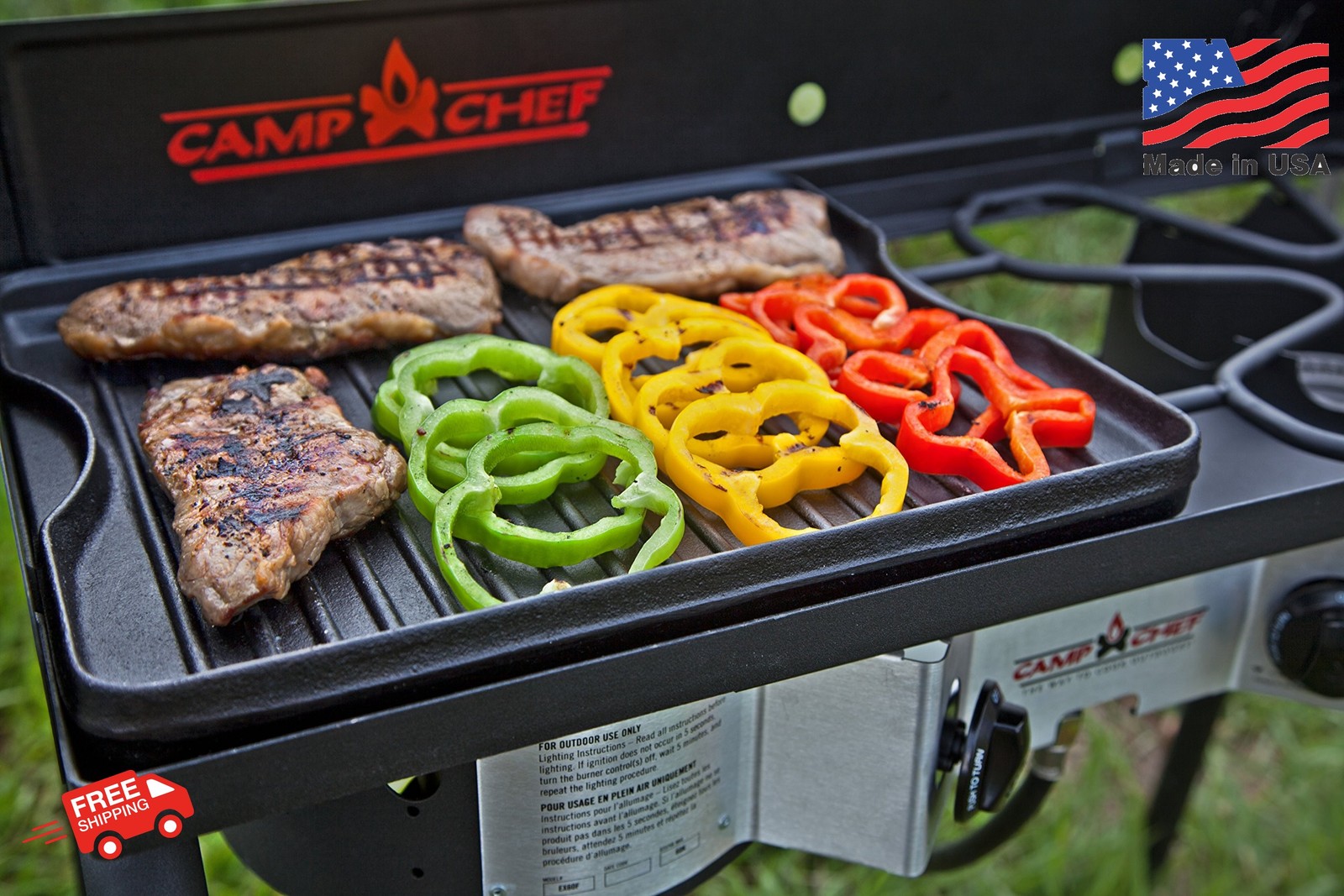 Camp Chef Reversible Pre-Seasoned Cast Iron Griddle, Cooking Surface 14 in. x 16
