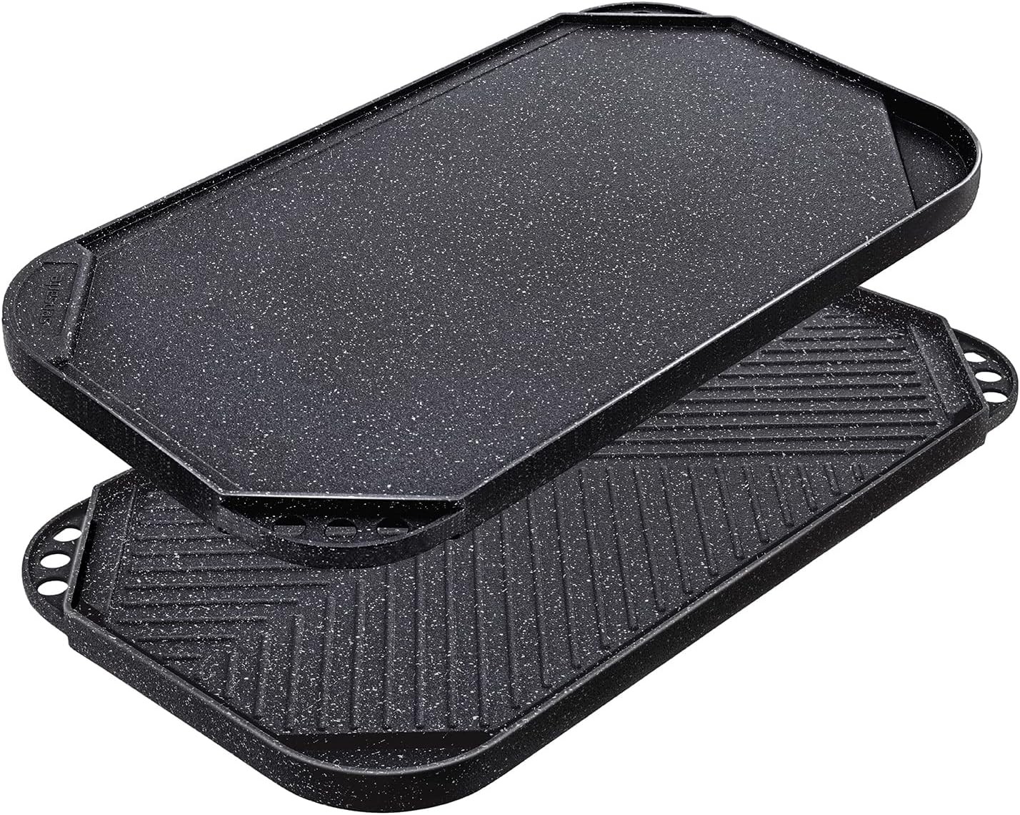 Nonstick Griddle Grill Pan Pro-Grid Reversible Grill & Griddle Pan Two Burner