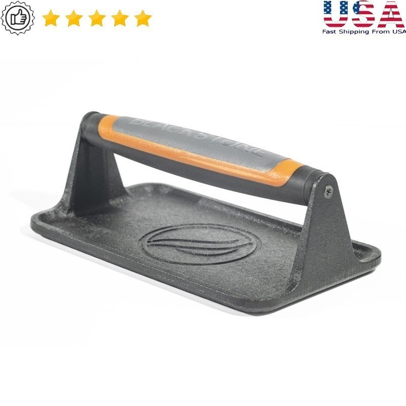 Cast Iron Griddle Press Non-Slip Handle Heat Resistant Ideal Bacon Paninis New