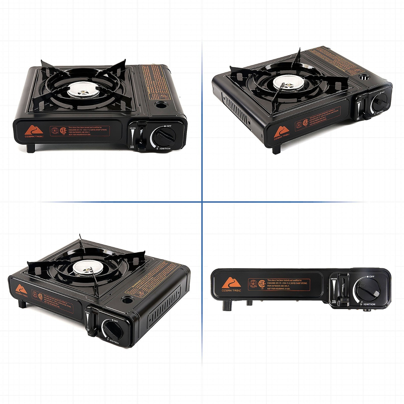 2-in-1 Butane Griddle, Black, 7,650 BTU, Piezo-Electric 2.2kW, Outdoor Cooking