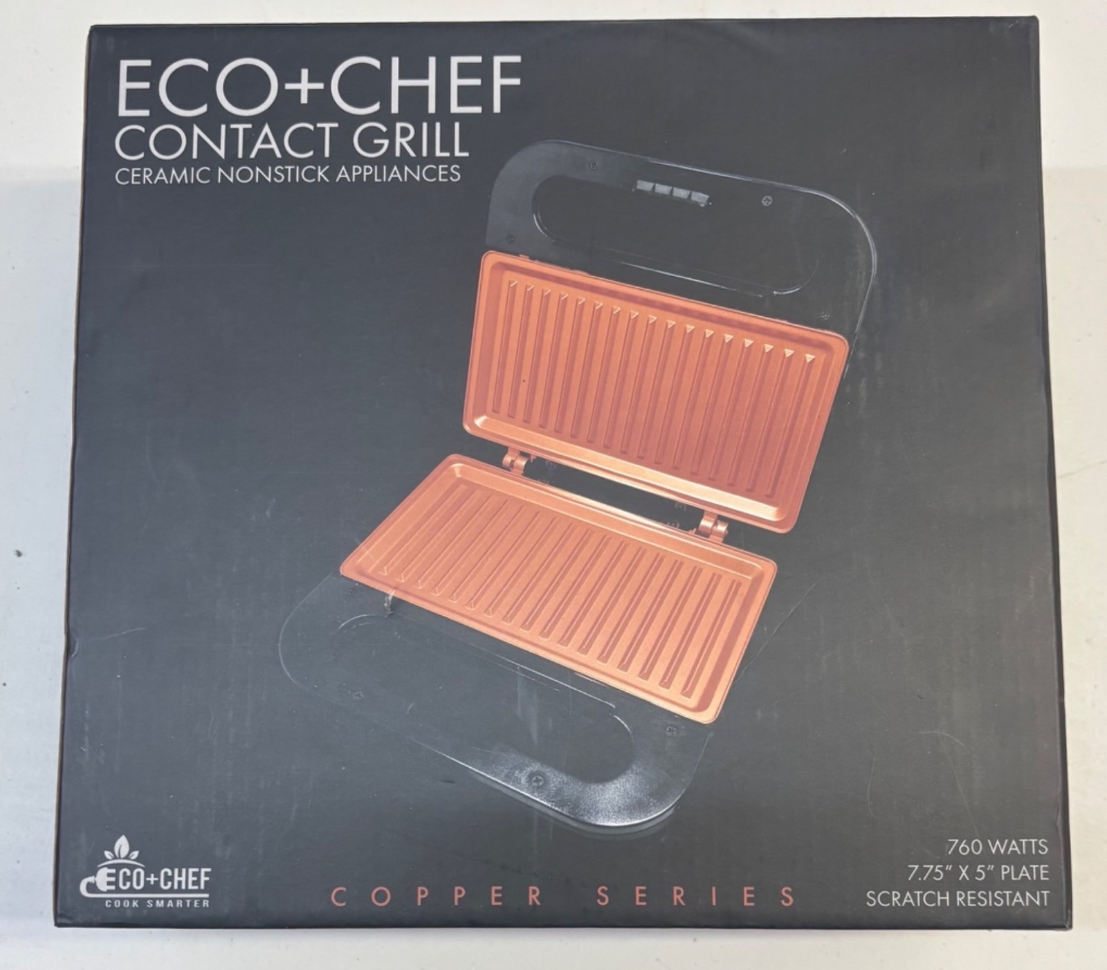 Eco+Chef Contact Grill Nonstick 760 Watt Copper Series With Overheat Protection