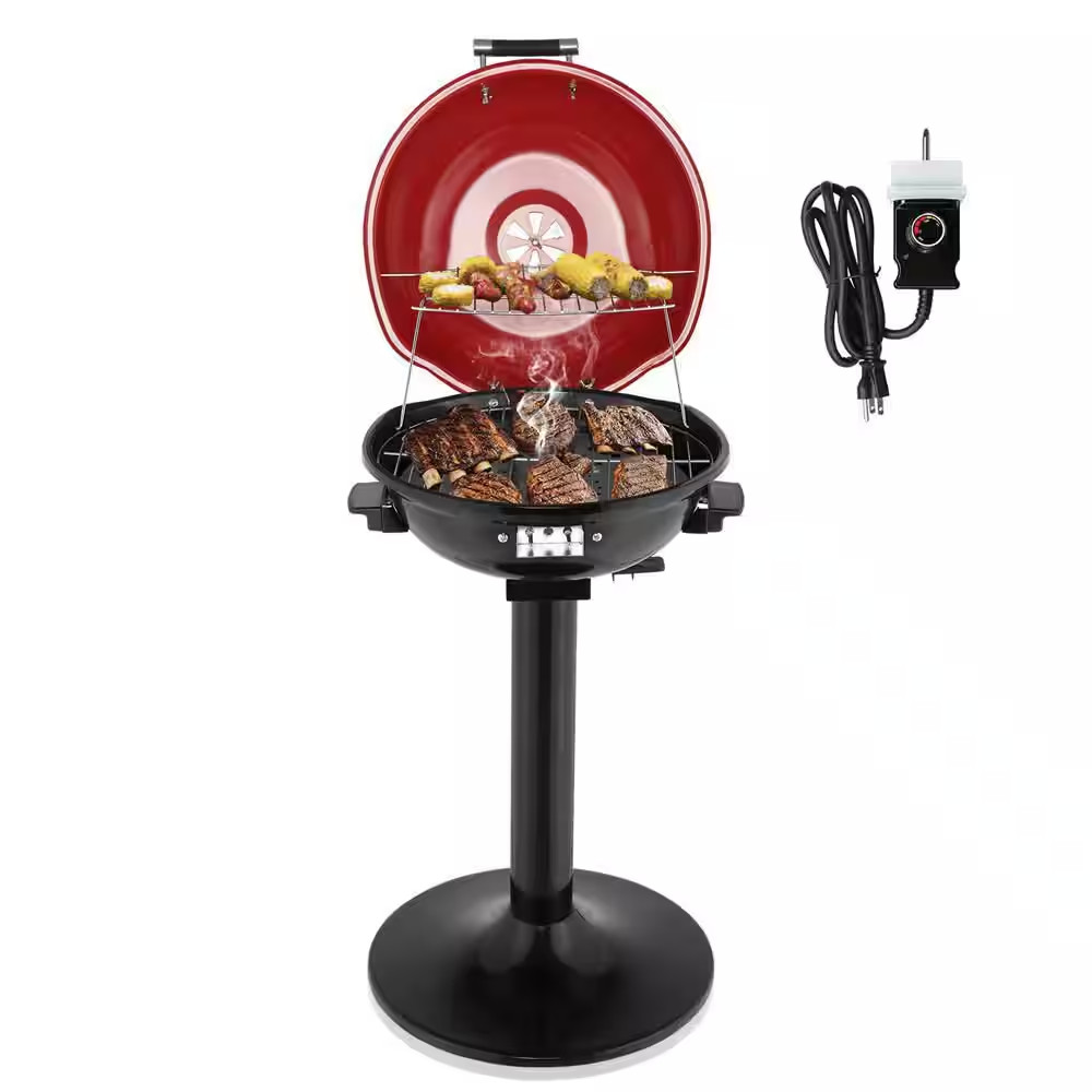 1600W Electric Countertop BBQ Grill Portable Double Layer Electric Grill with St