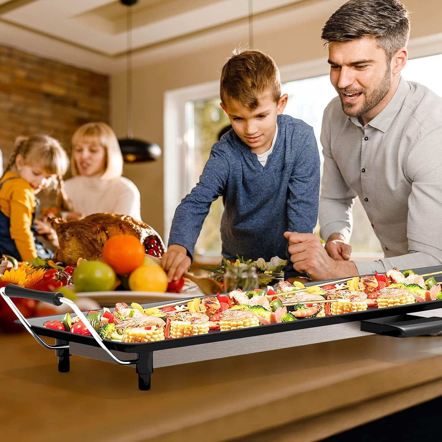 35″ Electric Griddle 2000W Nonstick Extra Large Griddle Long Table Top Grill