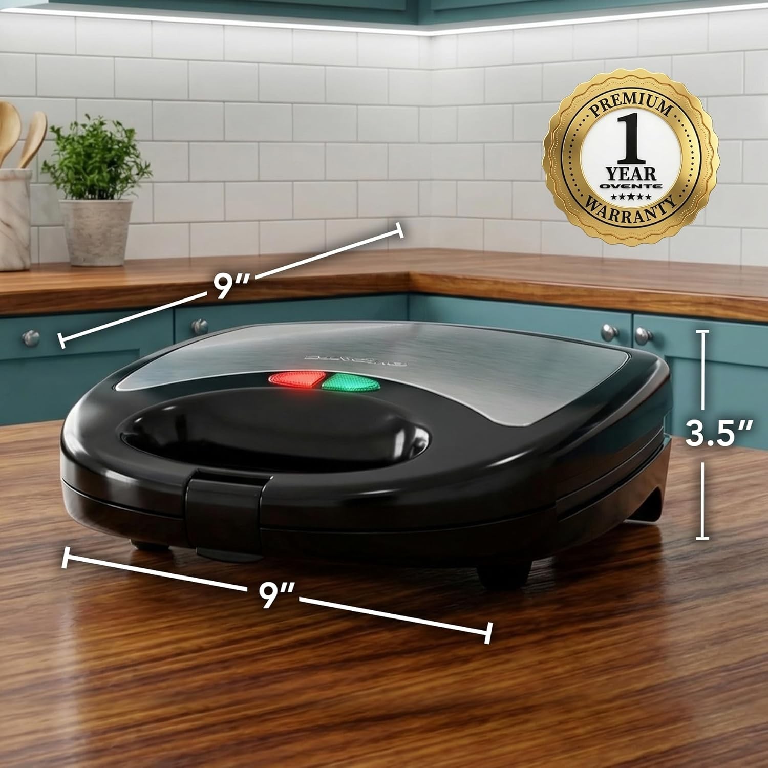 750 Watts Versatile Sandwich Maker & Waffle Iron with Cool-Touch Handle – Black