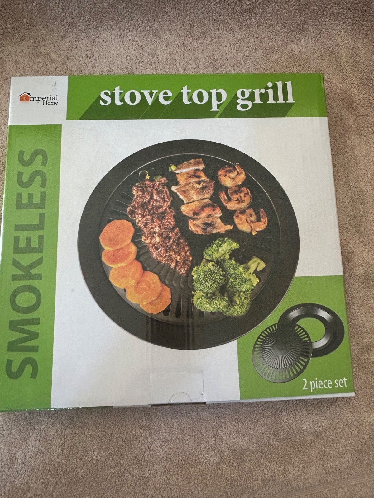 Imperial Home 13″ Smokeless Stove Top Grill Non Stick Healthy and Easy
