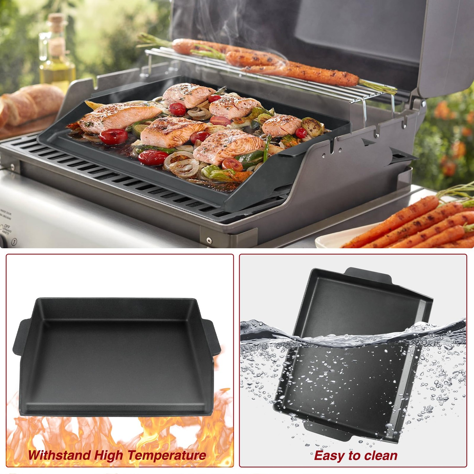 17″ x 13″ Universal Cast Iron Griddle for Gas Grill, Stove Top Griddle Gas Gr.