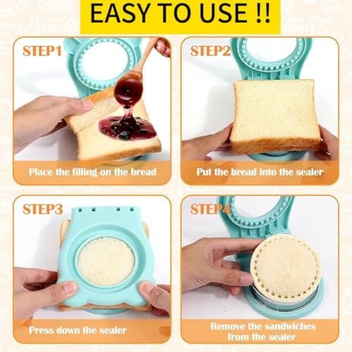 CHICHAUS Uncrustable Sandwich Maker, Sandwich Pocket Circle Shape Cutter & Se…