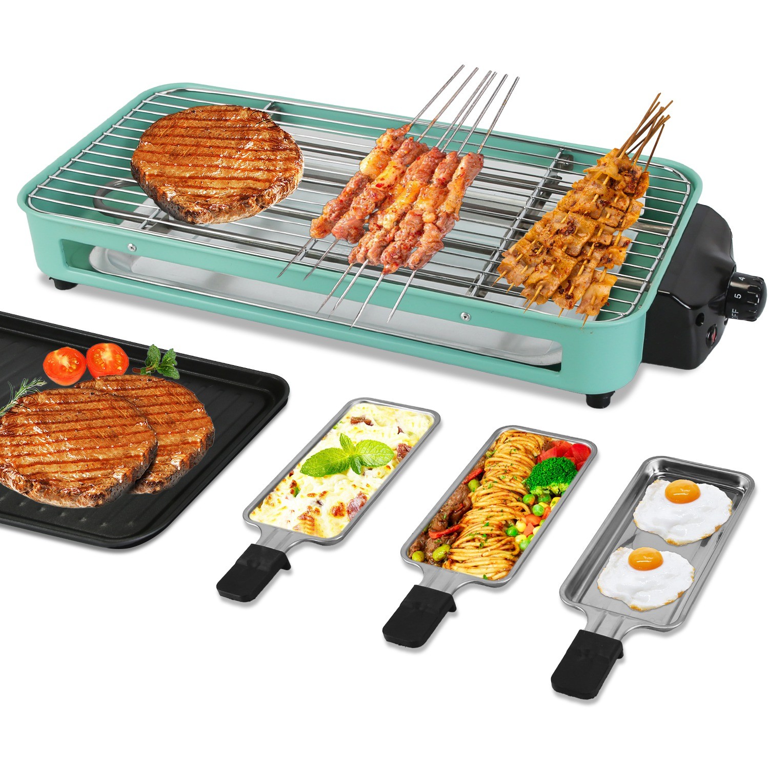Electric BBQ Grill 2 in 1 Electric Indoor Grill Portable Barbecue Cooking Stove