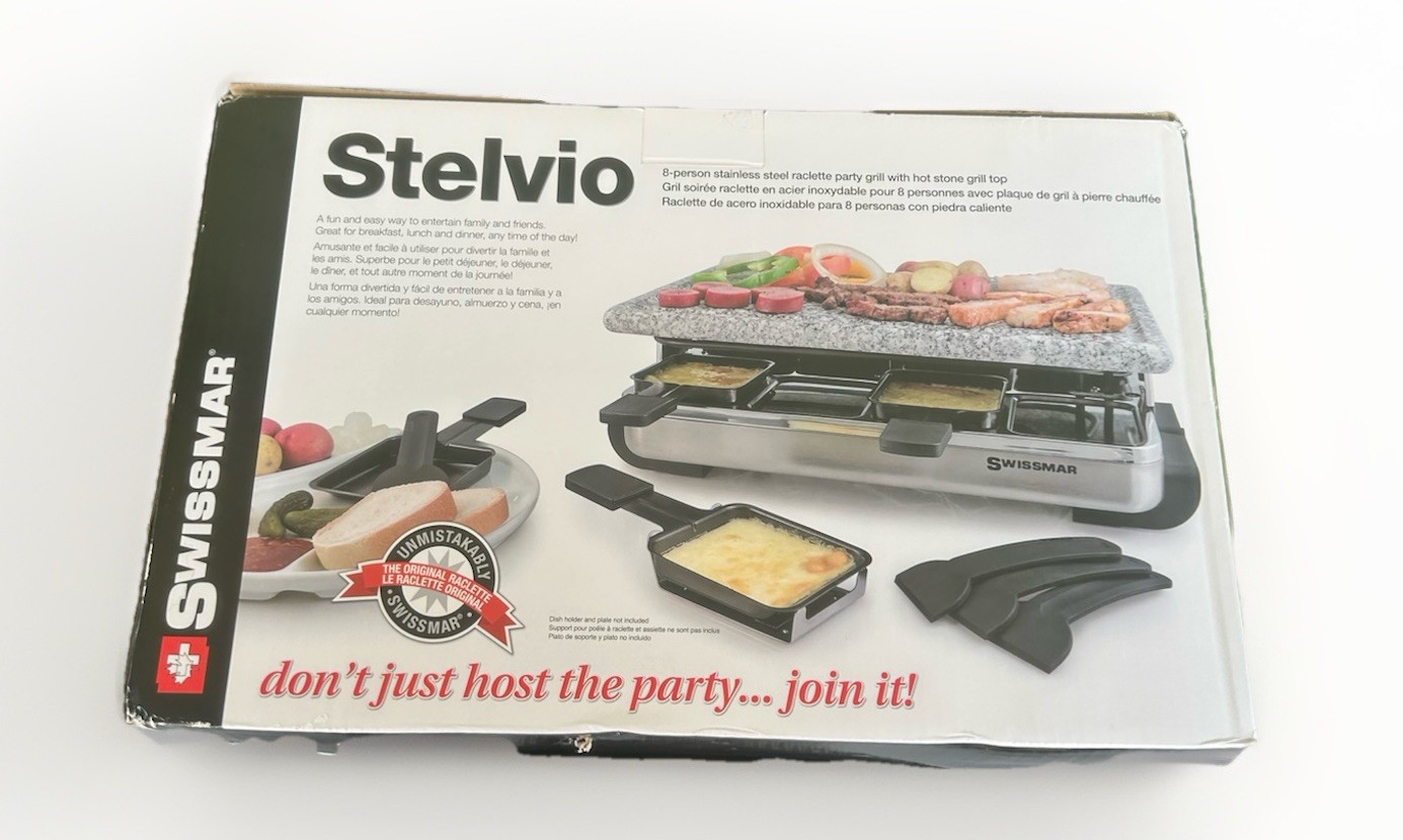 Swissmar Stelvio 8 Person Stone Raclette Party Grill – Granite Top – KF-77081