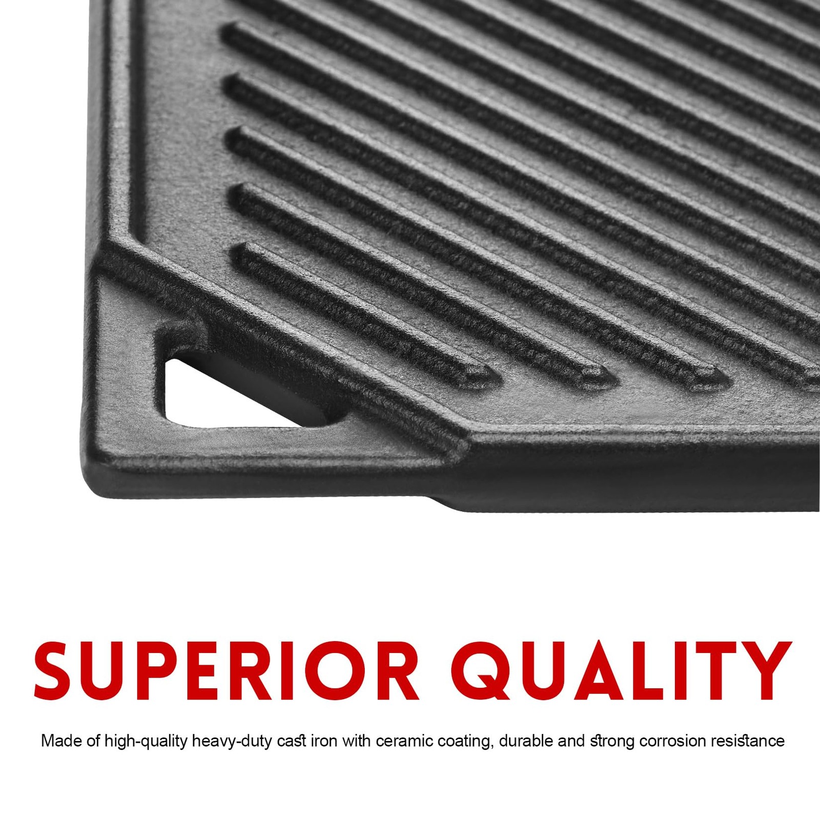 Reversible Cast Iron Griddle 16.5 Inch x 9.5 Inch Pan For Gas Grill Stove Top