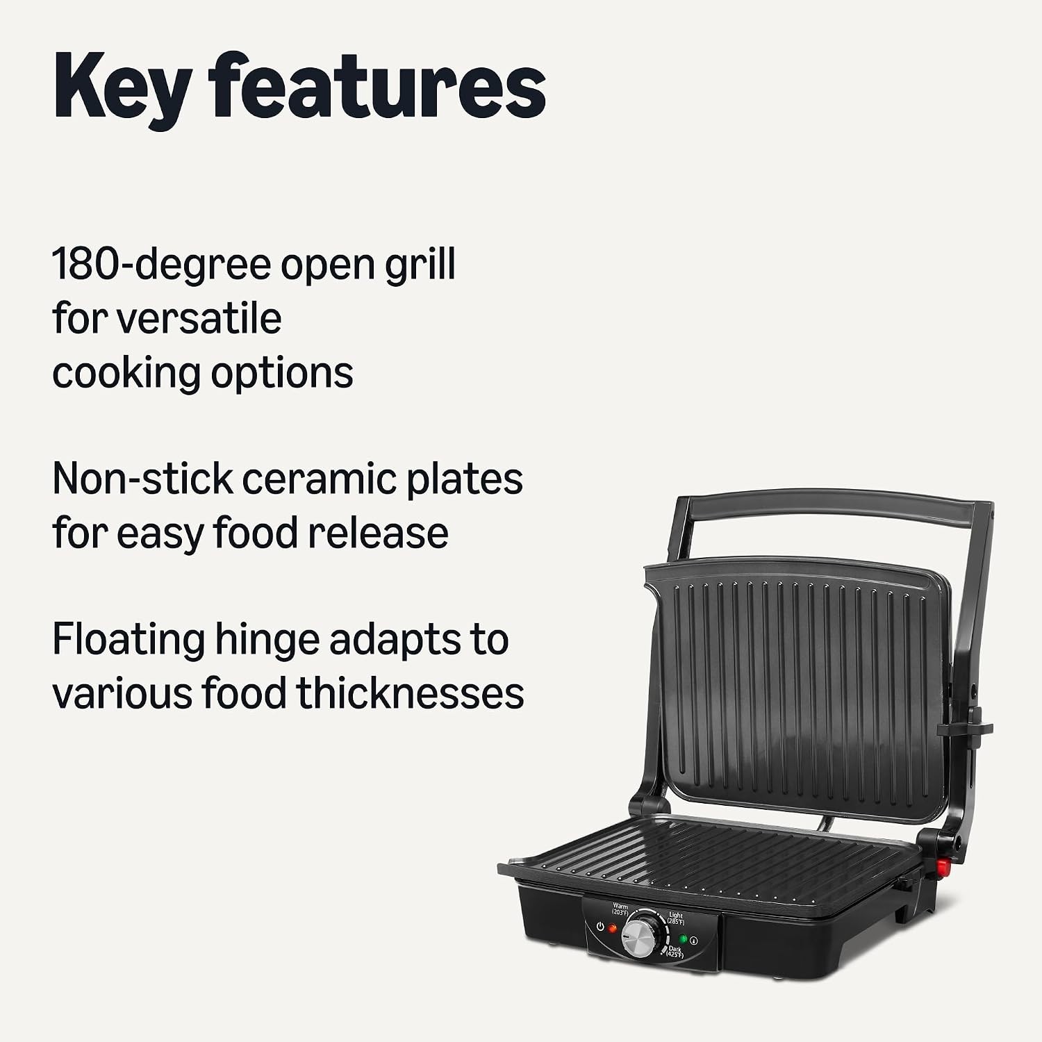 Panini Press & Electric Indoor Grill W/ Adjustable Temperature Settings