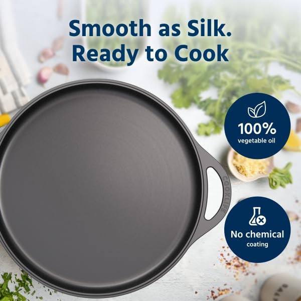 12inch Lightweight Pre-Seasoned Cast Iron Griddle Smooth Grill Pan