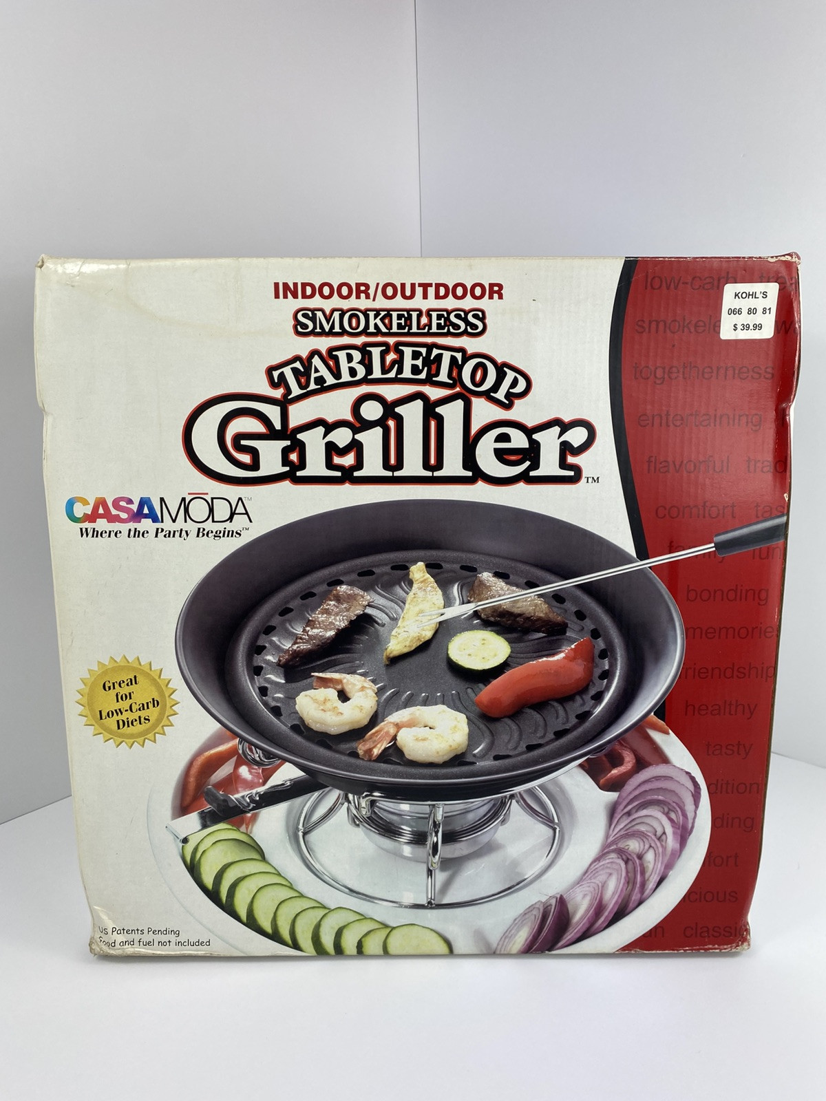 Grill Countertop Portable Smokeless Tabletop Griller 3-in-1 Indoor Outdoor New