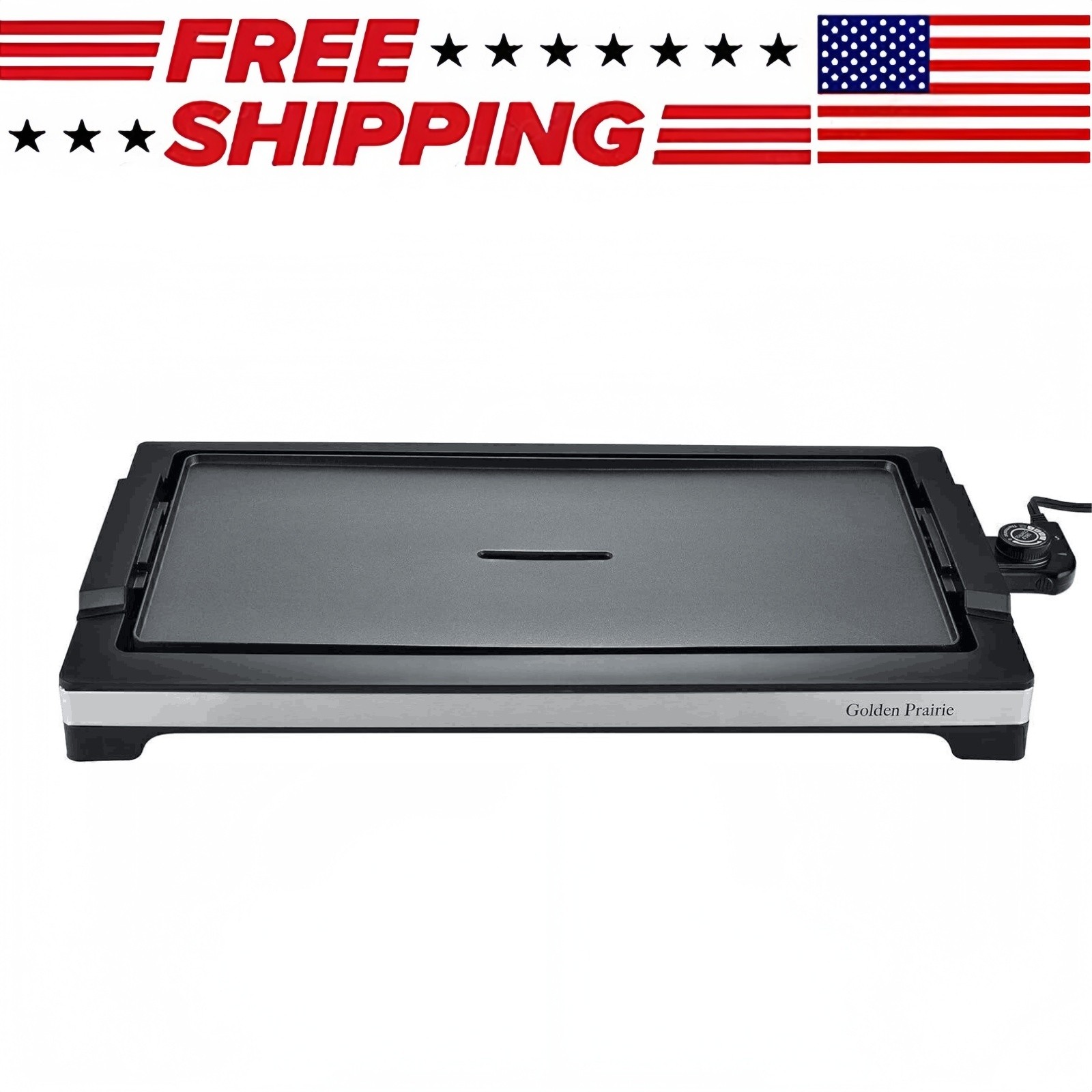Electric Griddle Non-Stick Flat Top Indoor Grill Removable Temperature Control