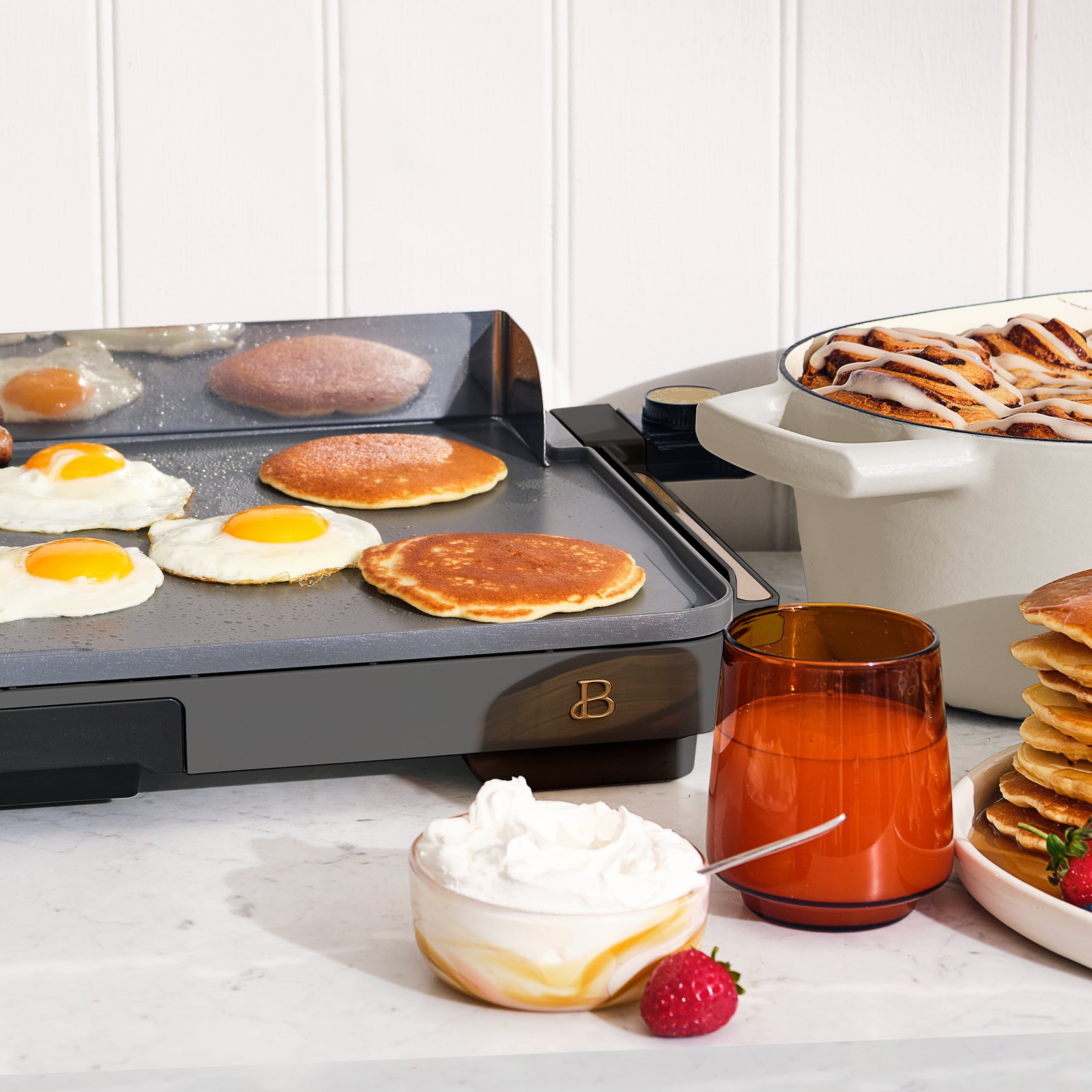 XL Electric Griddle 12″x22″ Non-Stick Oyster Grey by Drew Barrymore