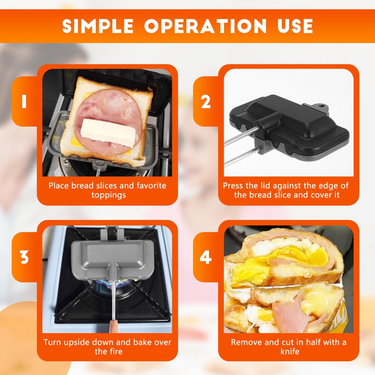 -Sided Sandwich Baking Pan Cheese Maker Sandwich Maker Flip Pan O3L66568