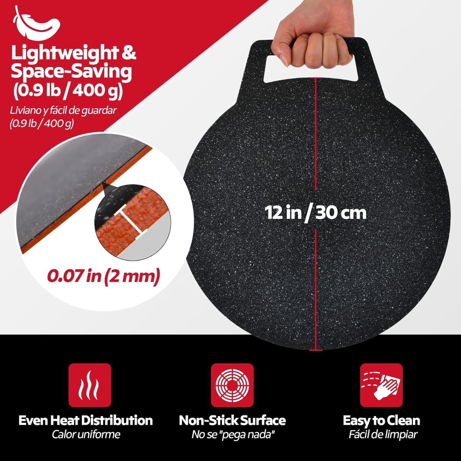 12″ Budare for Arepas (Thin) + Molde Para Arepas (5.9″, 4.3″, 3.1″) – Plancha Pa