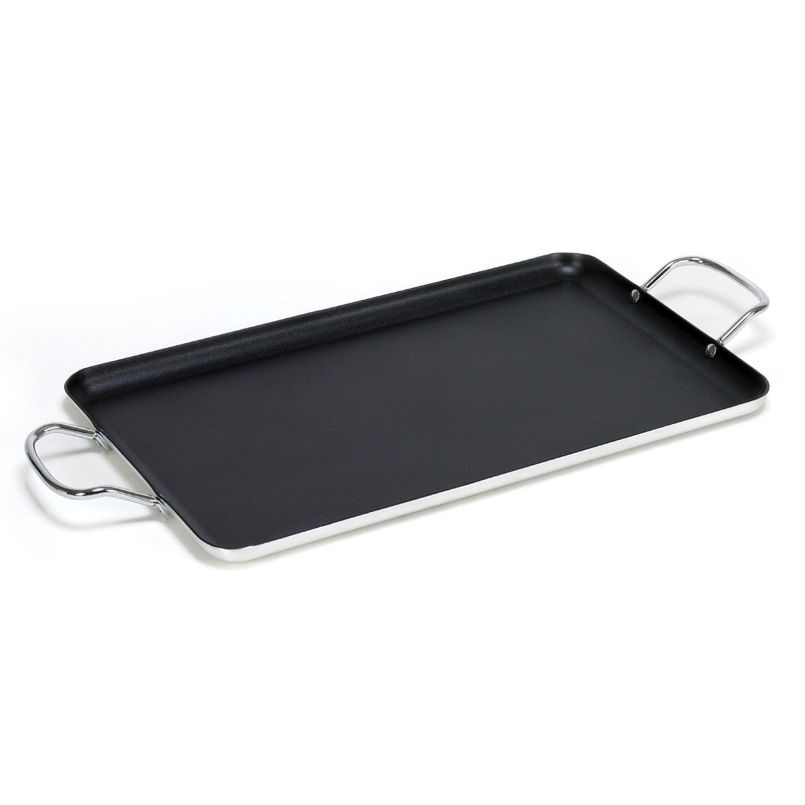 IMUSA Nonstick Stovetop Double Burner Griddle with Metal Handles, 19-Inch, Black