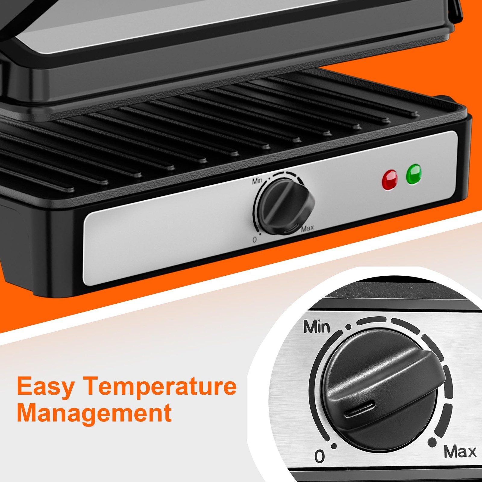 Electric Panini Press Grill 900W Sandwich Maker Non Stick Griddle 9.2 x 5.8 Inch