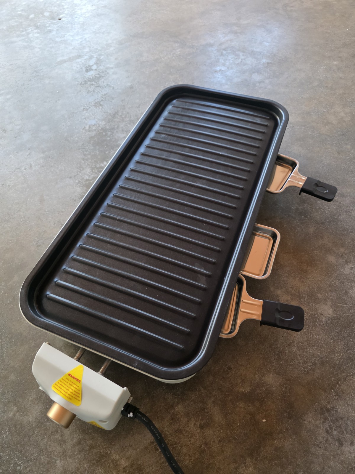 Indoor Electric Grill Black Silver Removable Plate Drip Tray Temp Control