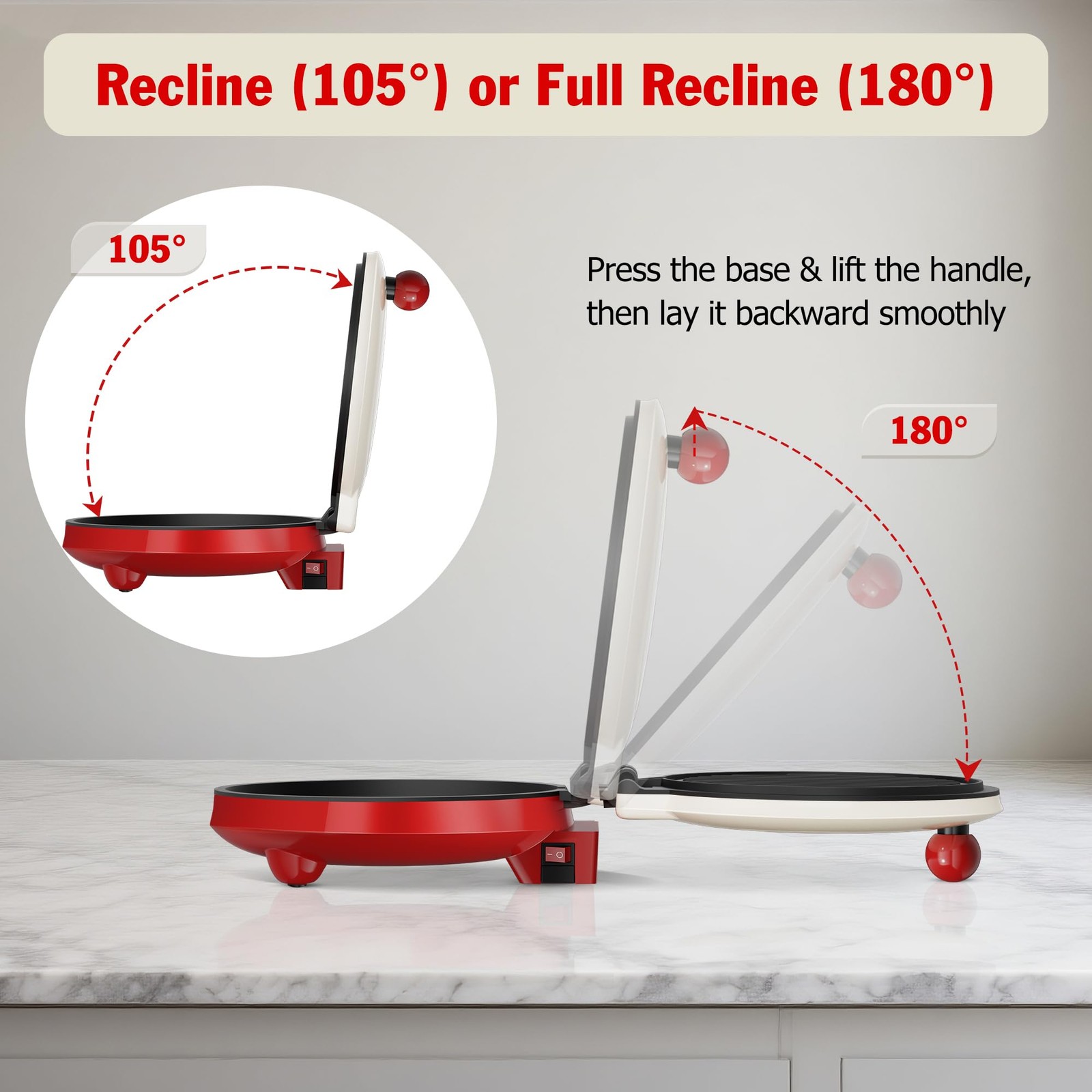 1000W Pizza Maker 2in1 Indoor Griddle 8.5 Inch Open Nonstick Plate