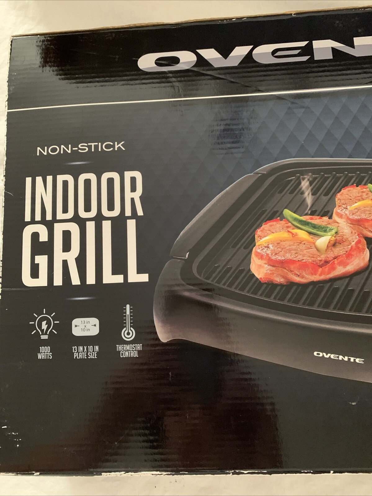 Ovente Electric Indoor Grill 13×10 Inch Nonstick Cooking Plate GD1632NLB