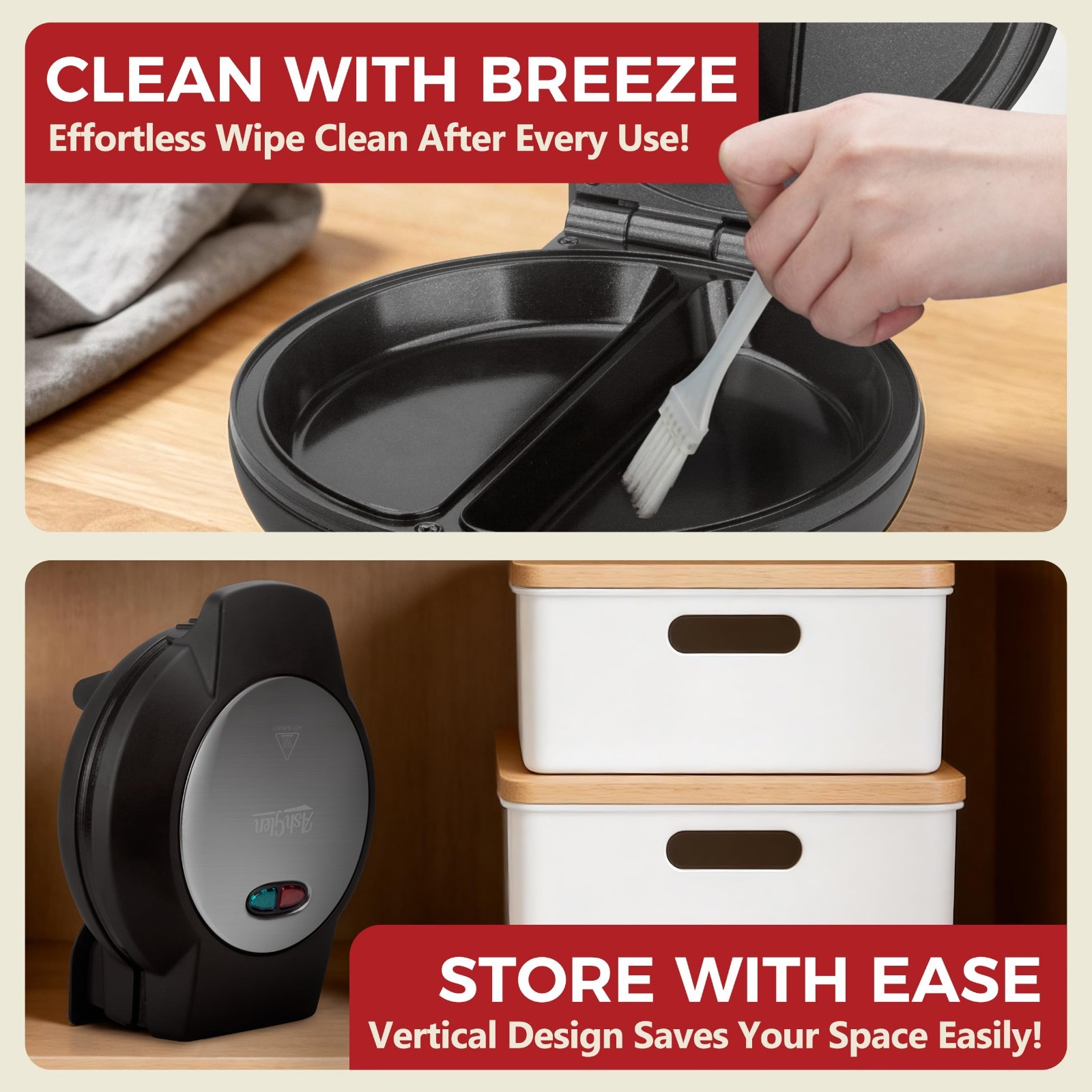 Dual-Zone Electric Omelette Maker for 2, Nonstick Ceramic Pan, Breakfast Frittat
