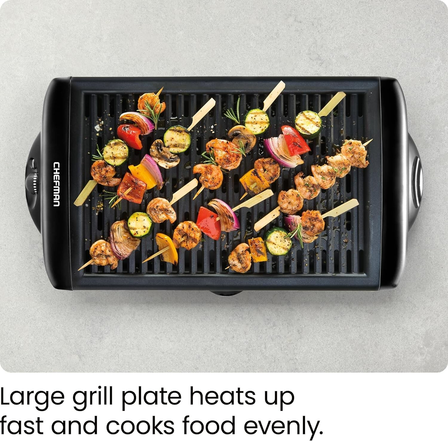 Non-Stick Indoor Grill with Dishwasher Safe Tray & 150 Sq. Inch Cooking Surface