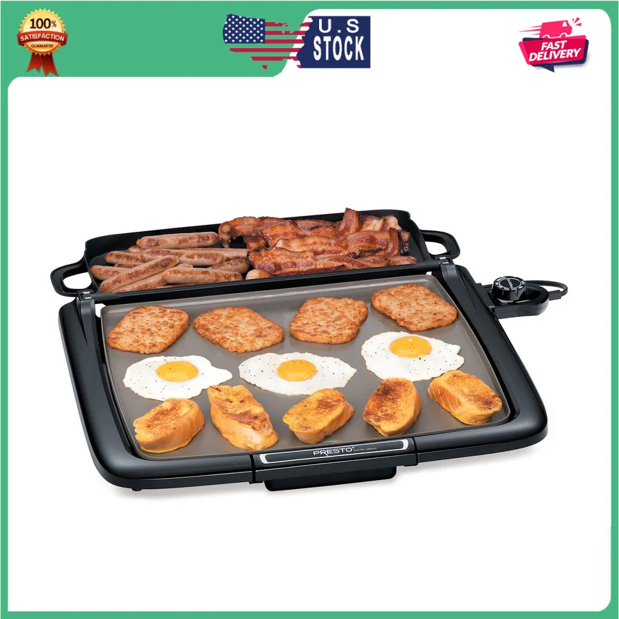 Presto Ceramic Nonstick Electric Griddle with Multifunction Warming Tray