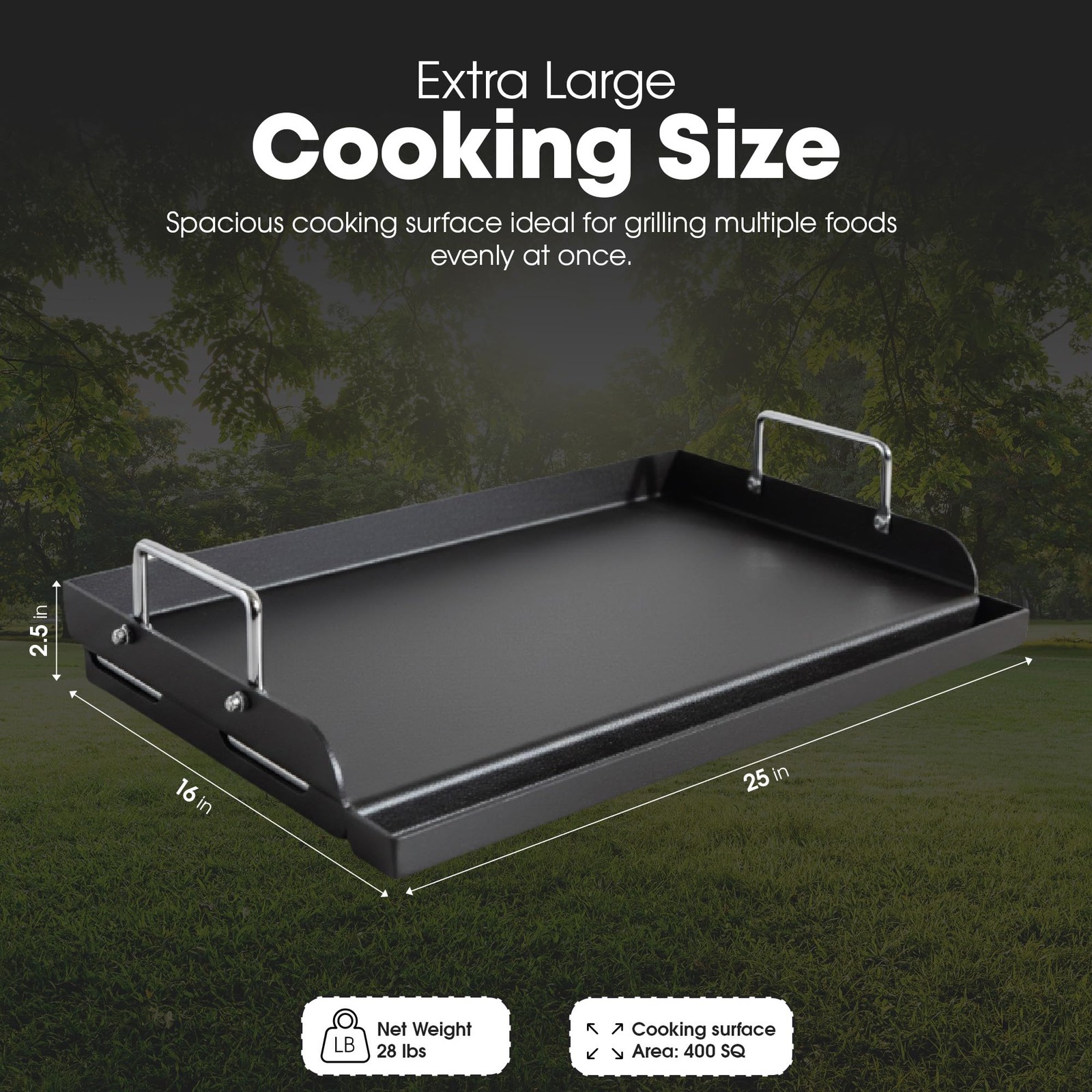 Gas One CP-2500 25×16 Pre-Seasoned Non Stick Propane Griddle Flat Top