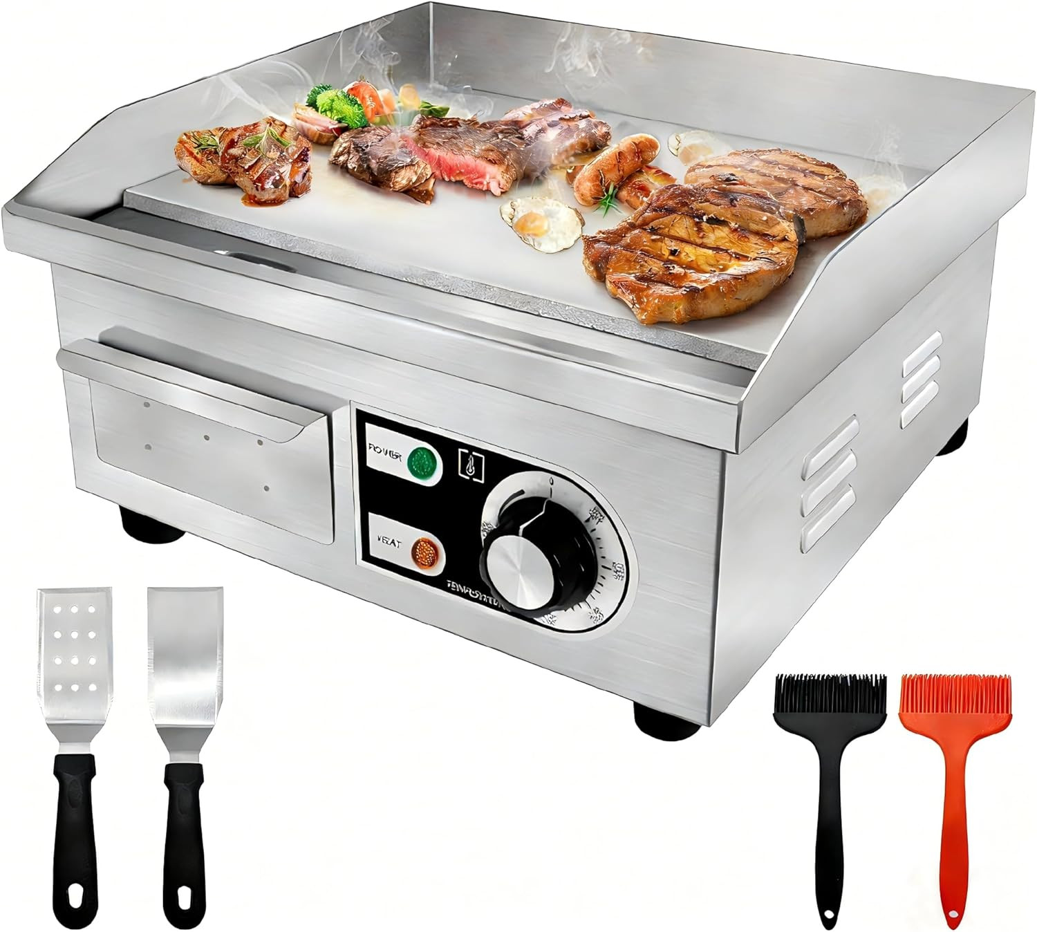 14″ Commercial Electric Griddle,Electric Countertop Flat Top Griddle,110V 1500W