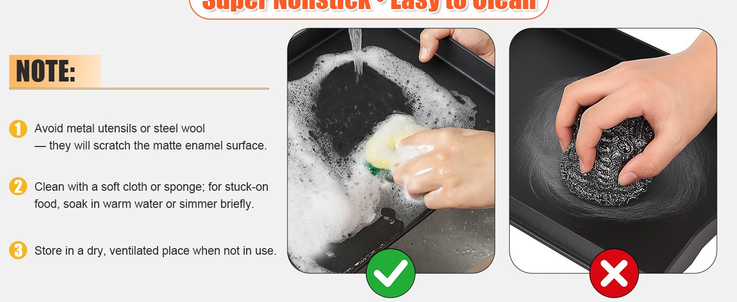Updated Cast Iron Griddle for Gas Grill, 23″ x 16″ Large Matte Porcelain Enamel