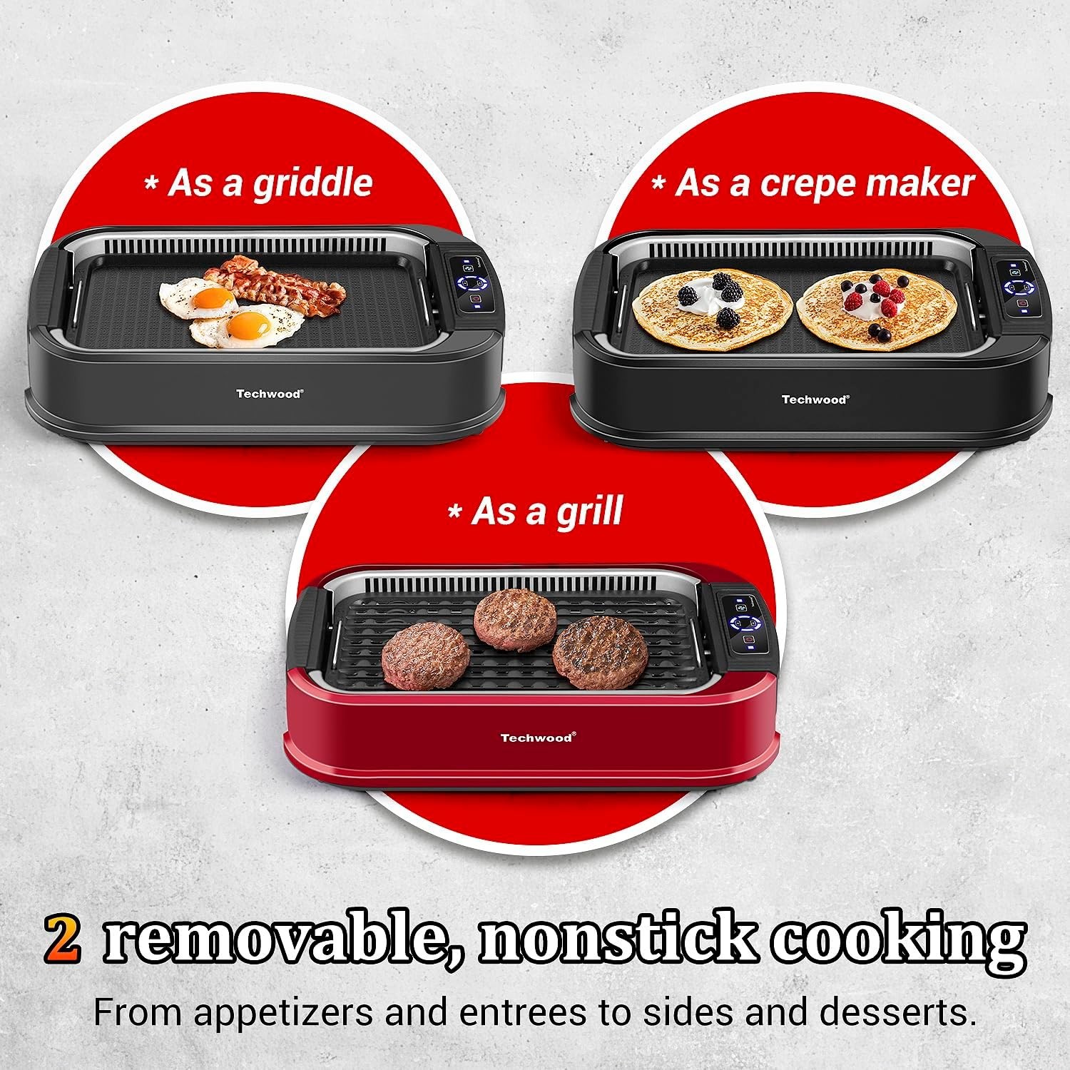 Indoor Smokeless Grill, 1500W Electric Indoor Grill with Tempered Glass Lid