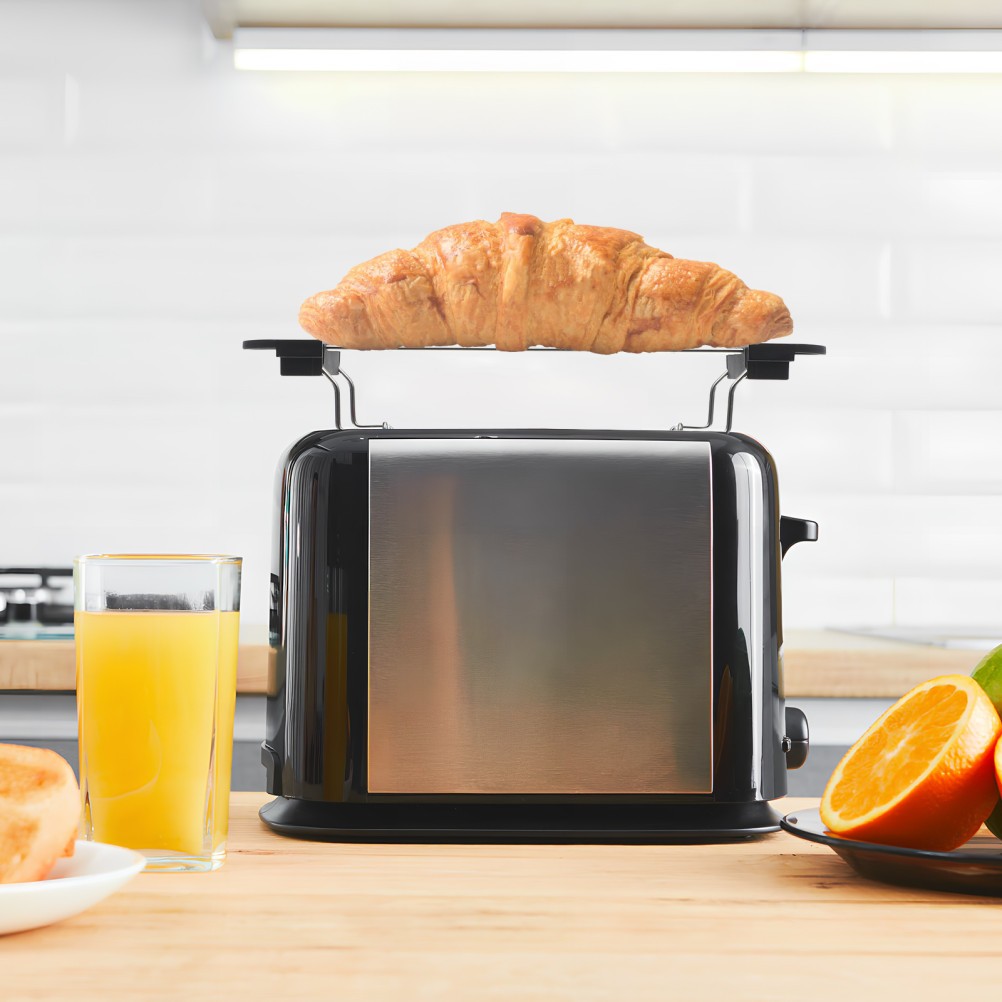 1Pc Toaster Accessory Stainless Steel Toast Rack Kitchen Supply Black