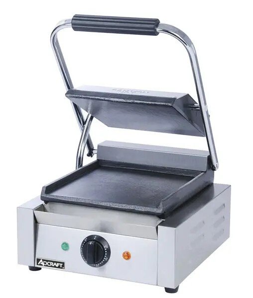 Adcraft SG-811/F Smooth Panini Grill Single 8 1/2″ x 9 1/2″ Electric 120v