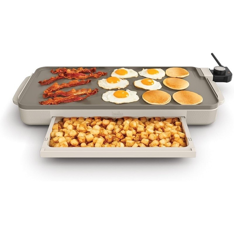 Nonstick Electric Griddle W/ Warming Tray & Temperature Control Pancakes Eggs US
