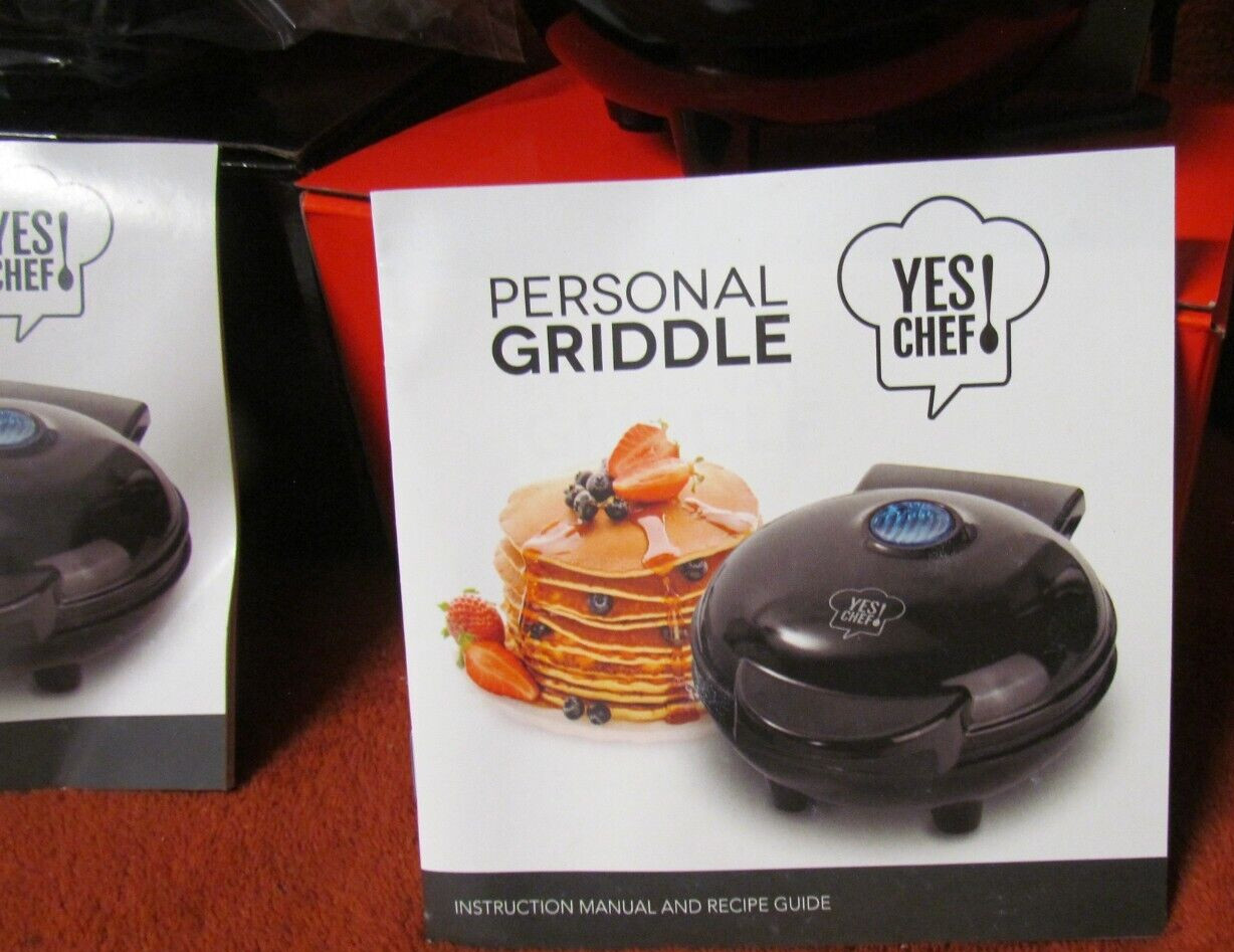 Yes Chef Personal Griddle (SET of 2) Black and Red with Guide NEW