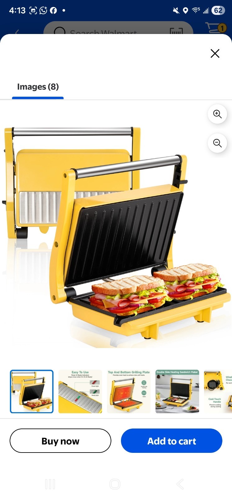 SUSTEAS Panini Press Grill – Sandwich Maker with Non-Stick Cooking Plate Yellow