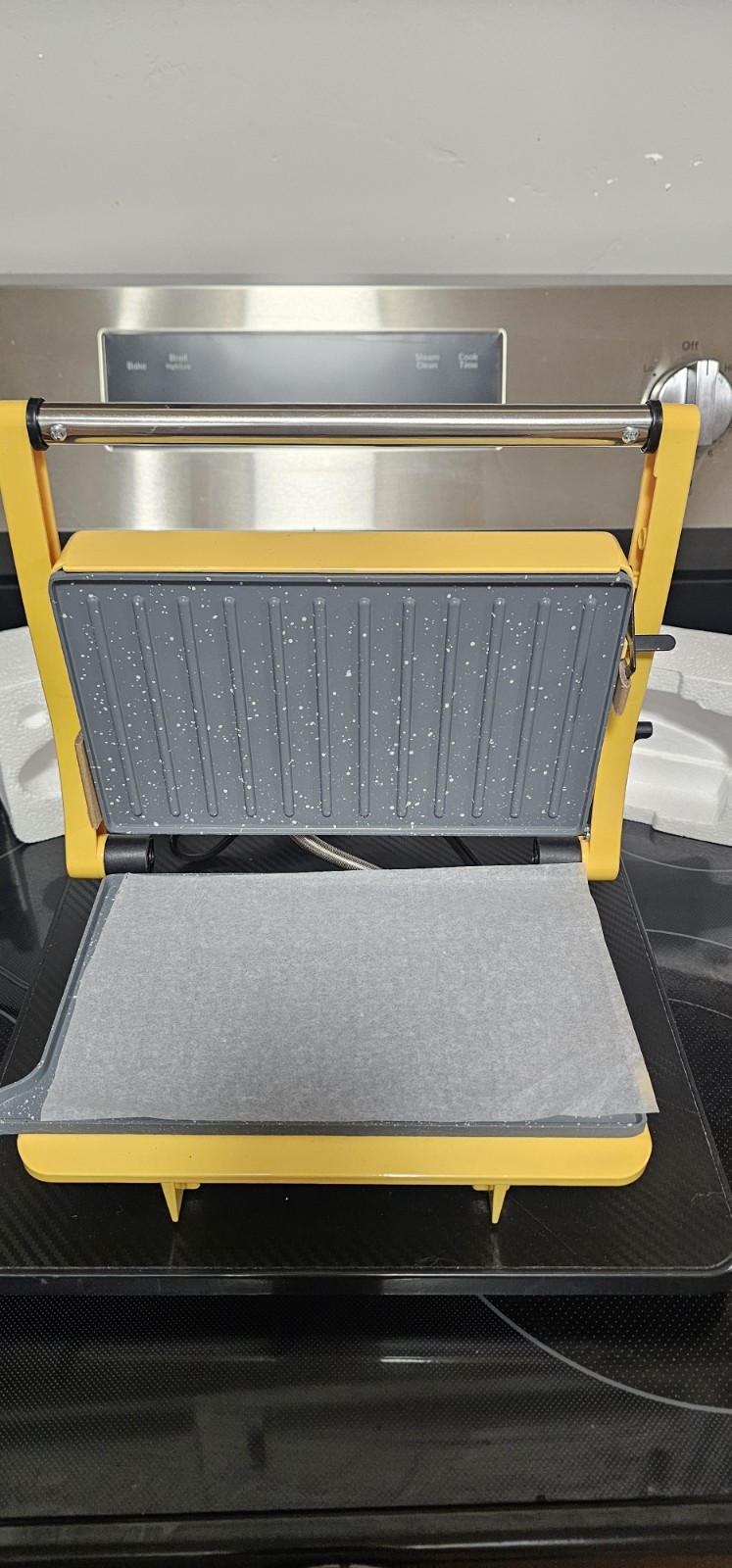 SUSTEAS Panini Press Grill – Sandwich Maker with Non-Stick Cooking Plate Yellow