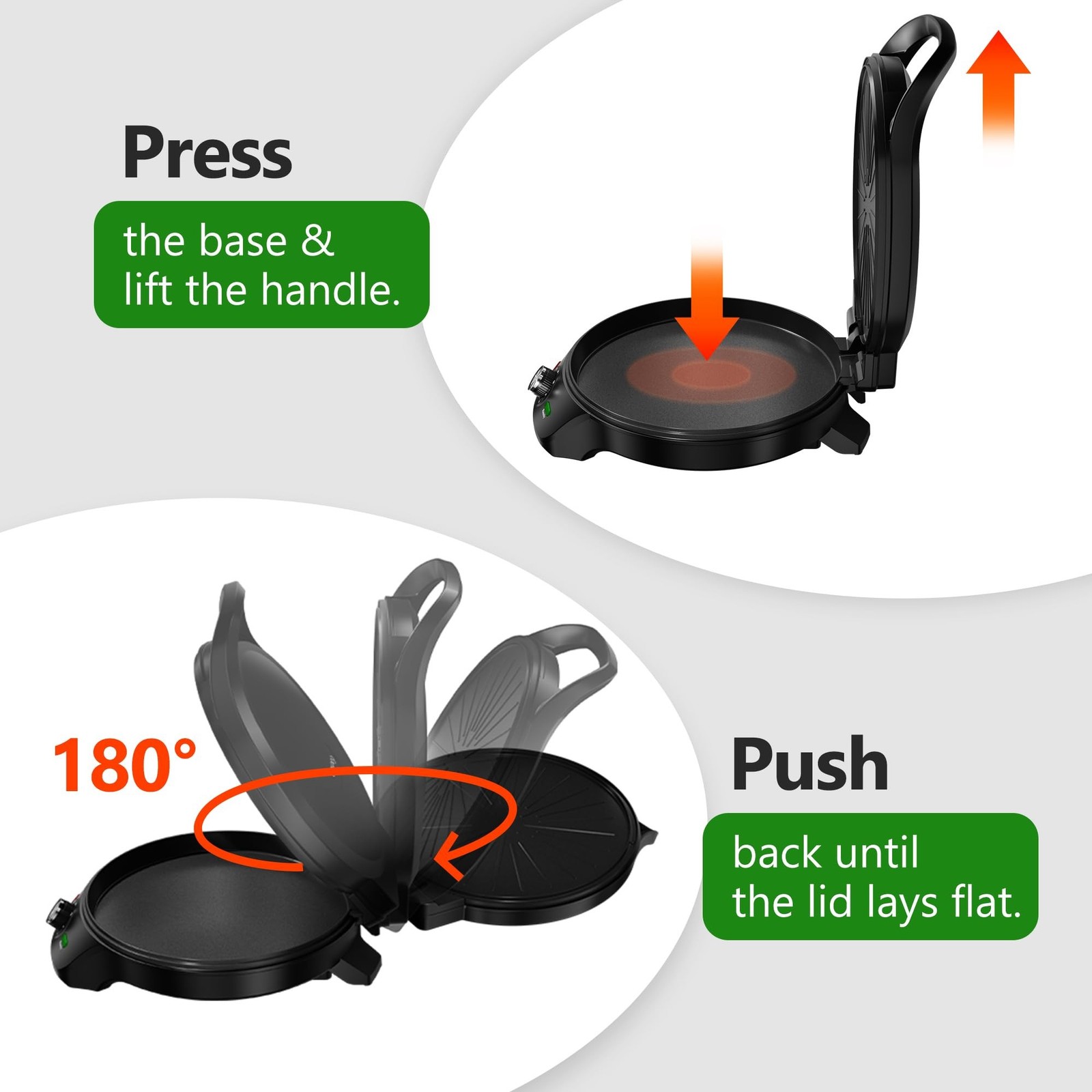 KEINVE 1500W Electric Griddle, 2-in-1 Indoor Griddle And Pizza Maker 30-Min