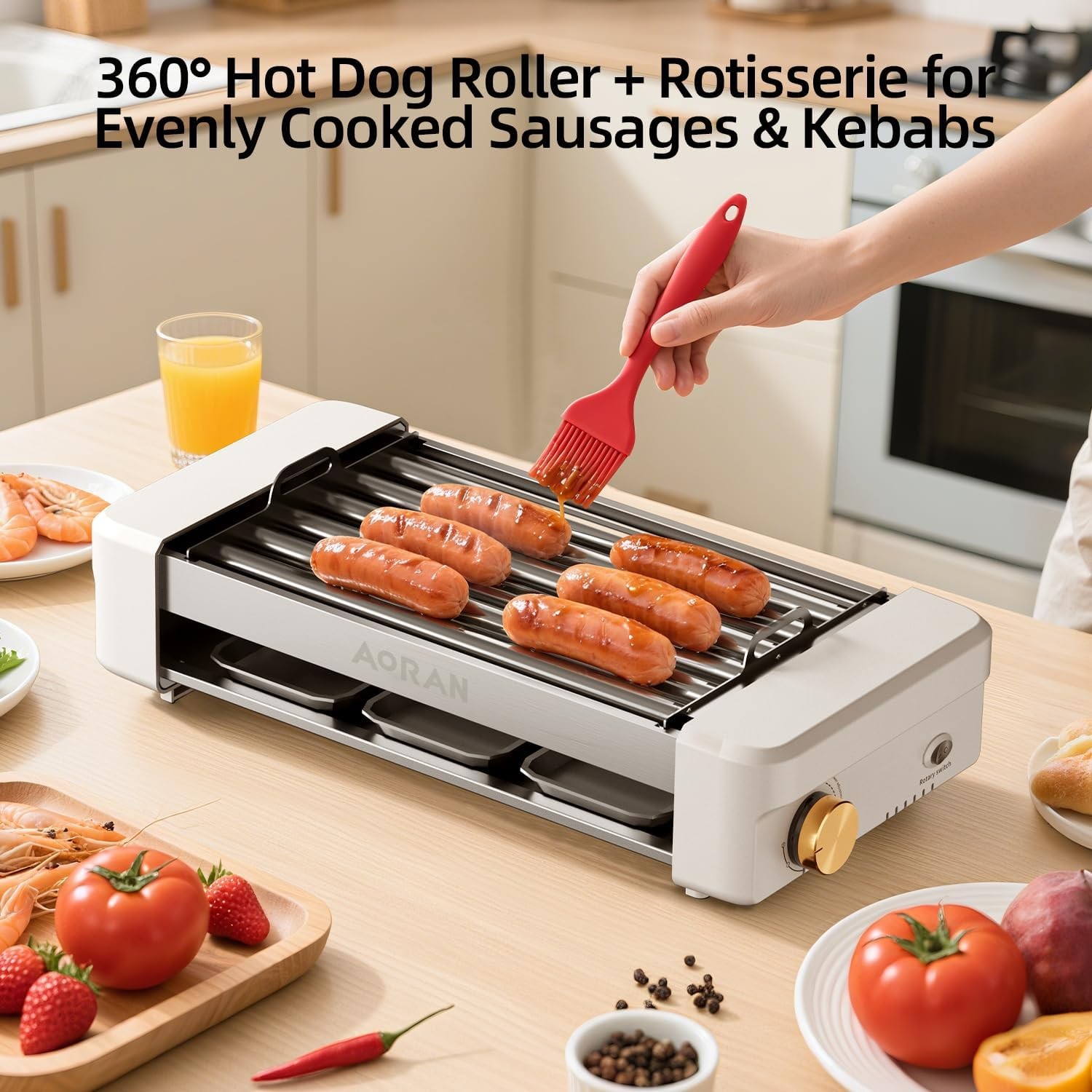 Electric Indoor Grill Smokeless 800W Countertop Grill W/ Removable Plates