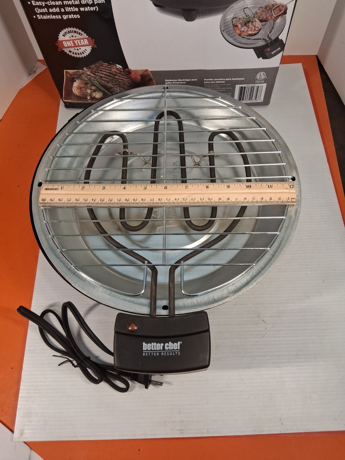 BETTER CHEF 1000W 12″ INDOOR ELECTRIC BLACK TABLETOP BARBECUE BBQ GRILL IM-356B