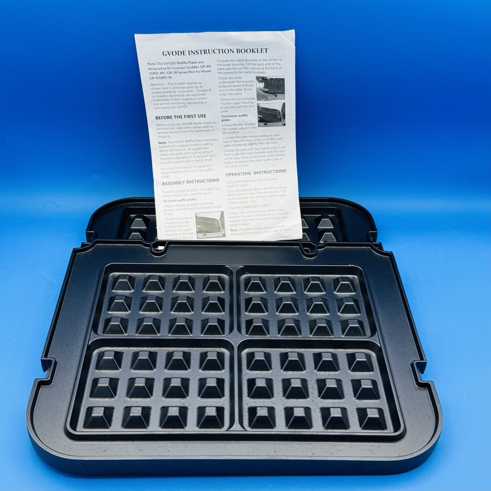 GVODE Waffle Plates Fits Cuisinart Griddler – Belgian 4-Waffle Plates G1201