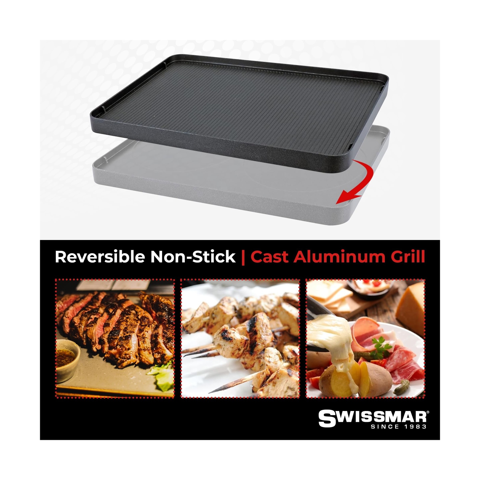 Swissmar Classic 8-Person Raclette Party Grill with Reversible Cast Aluminum …
