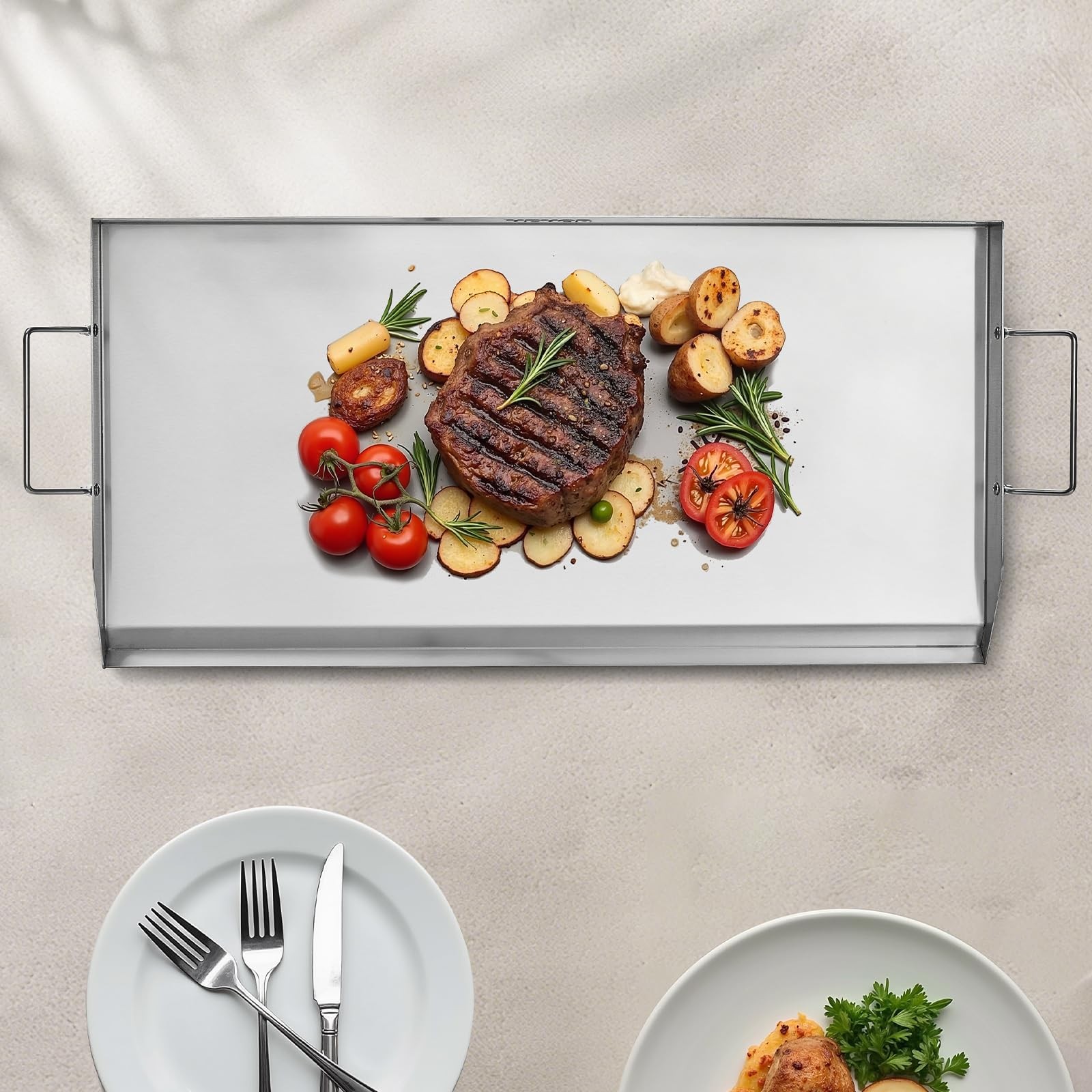 VEVOR Stainless Steel Griddle, 32×16 inch Universal Flat Top Rectangular Plat…